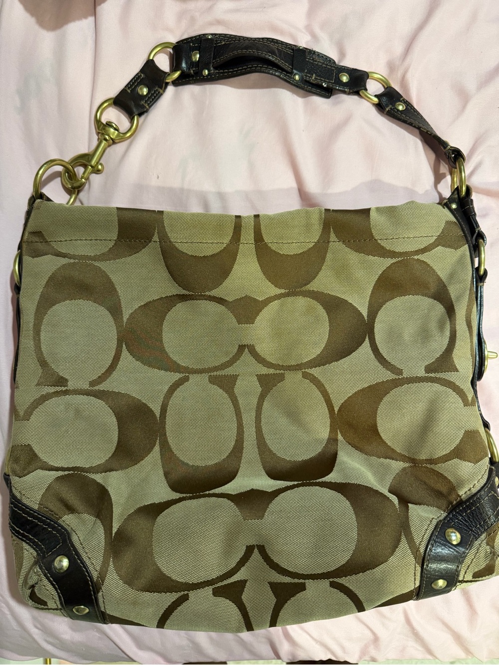 Coach Brown carly Logo Hobo Bag Lg size